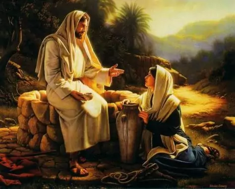 Jesus com a samaritana junto ao poço