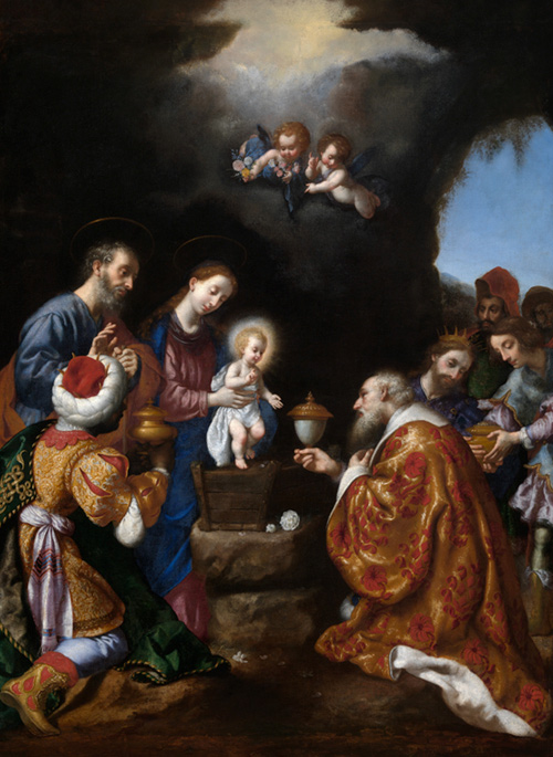 Os reis Magos adorando Jesus