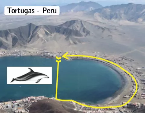 Visão aérea da baía de Tortugas, no Peru